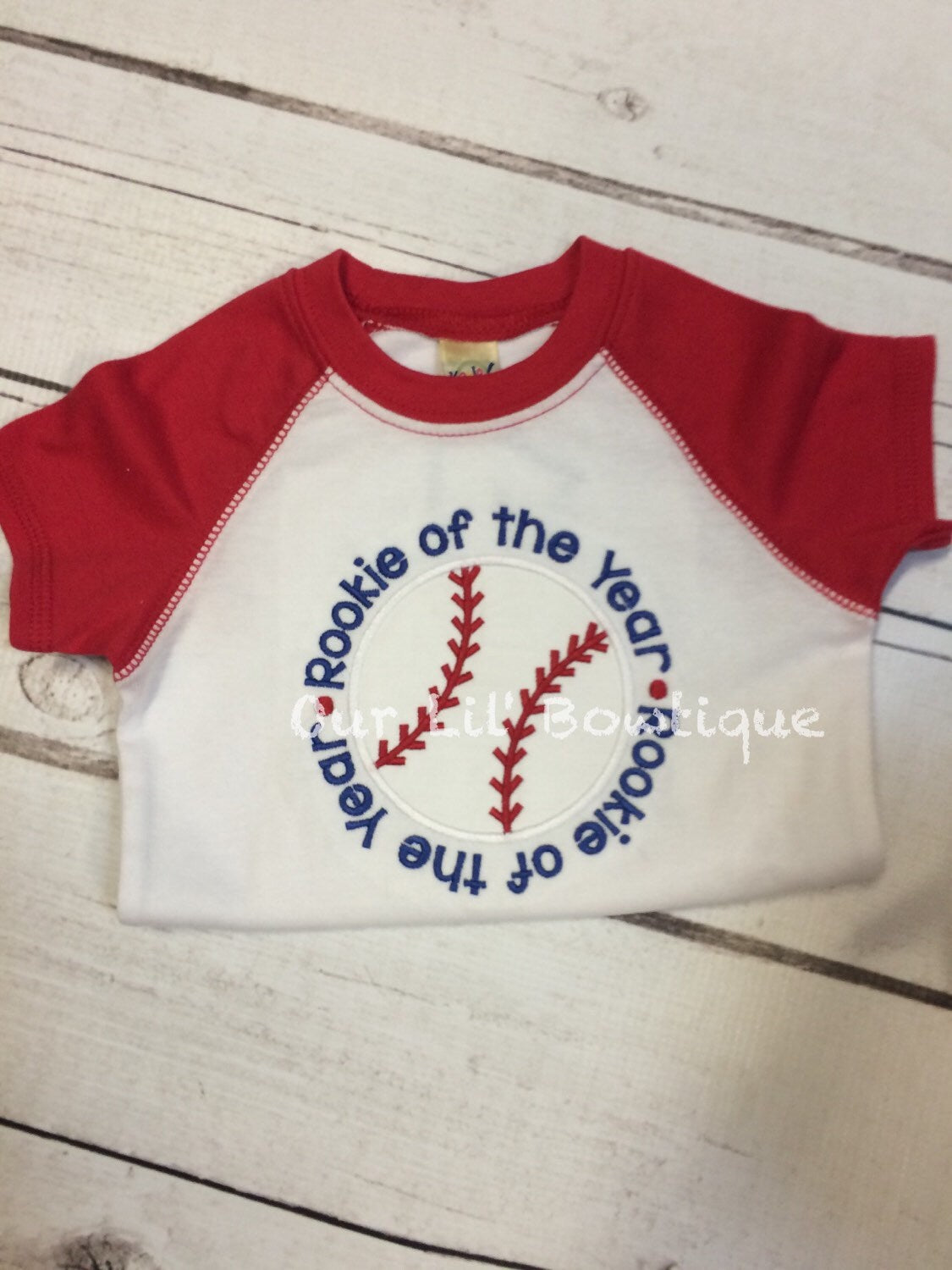 Personalized Rookie of the Year Raglan Baseball Shirt or Bodysuit