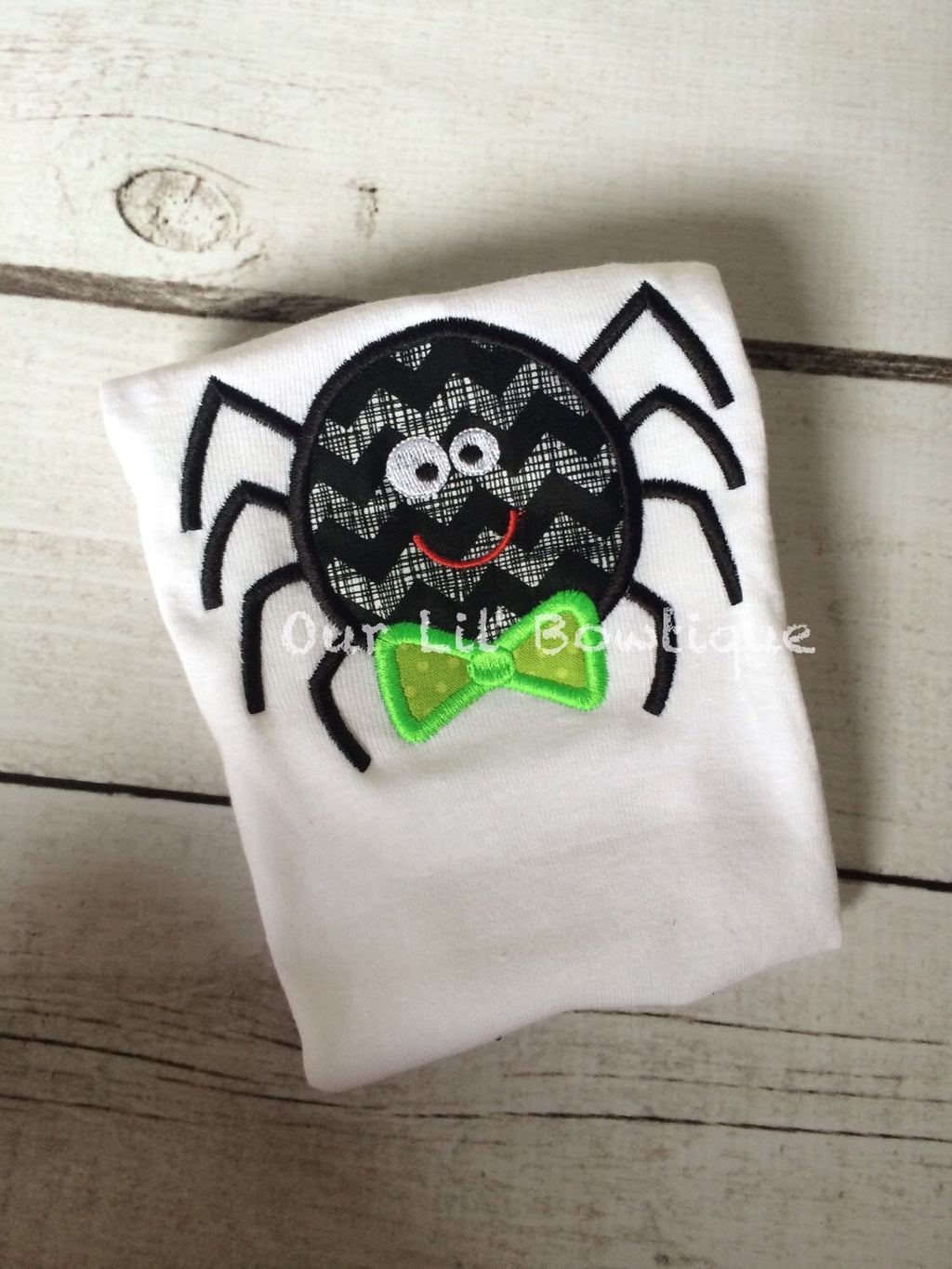 Spider Halloween Shirt: Boys Appliqué Bowtie Tee