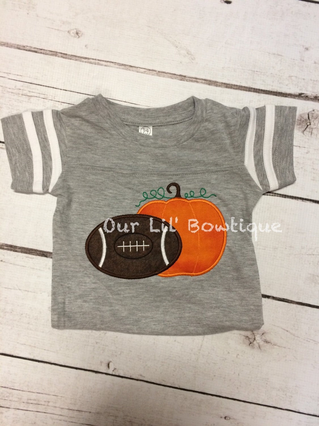Personalized Boys Football Shirt: Embroidered Pumpkin Halloween Tee