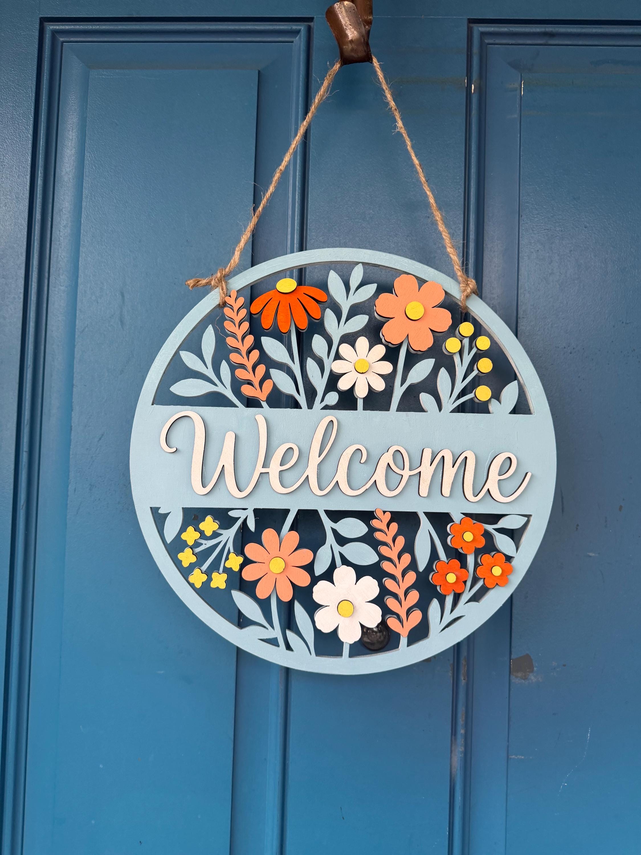 Flower Door Hanger - Spring Door Hanger - Daisy Sign - Door Hanger - Welcome Sign - Spring Door Sign- Decor - Personalized Decor