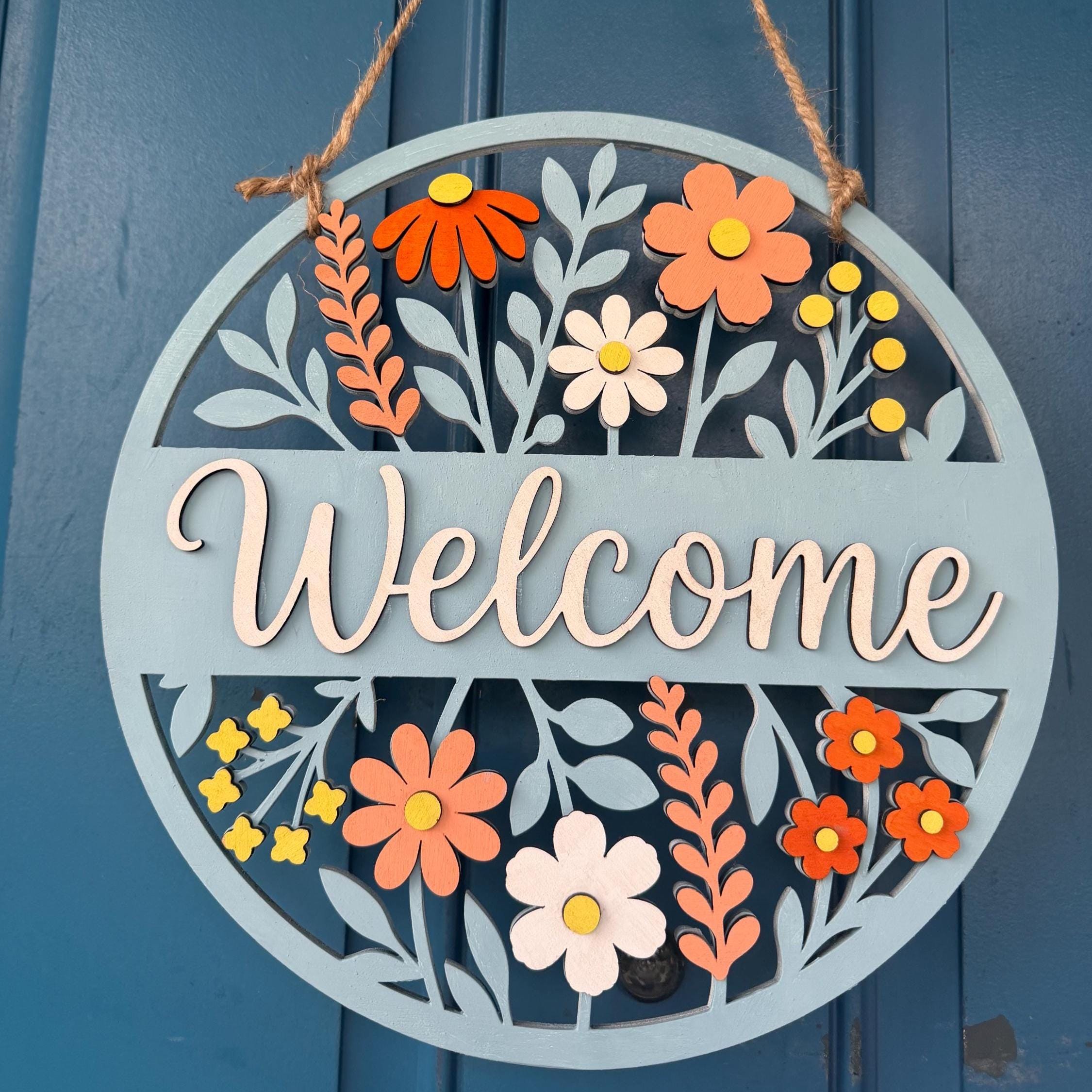 Flower Door Hanger - Spring Door Hanger - Daisy Sign - Door Hanger - Welcome Sign - Spring Door Sign- Decor - Personalized Decor