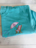 Embroidered Beach Chair Tee - Comfort Colors Monogram Shirt - Beach Chair Shirt - Beach Tee