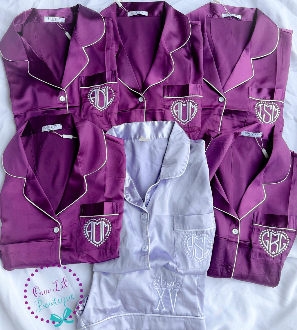 Quinceañera Birthday Pajamas - Silk Pajamas - Kids PJs - Birthday PJs- Personalized Birthday Shirt -15th Birthday