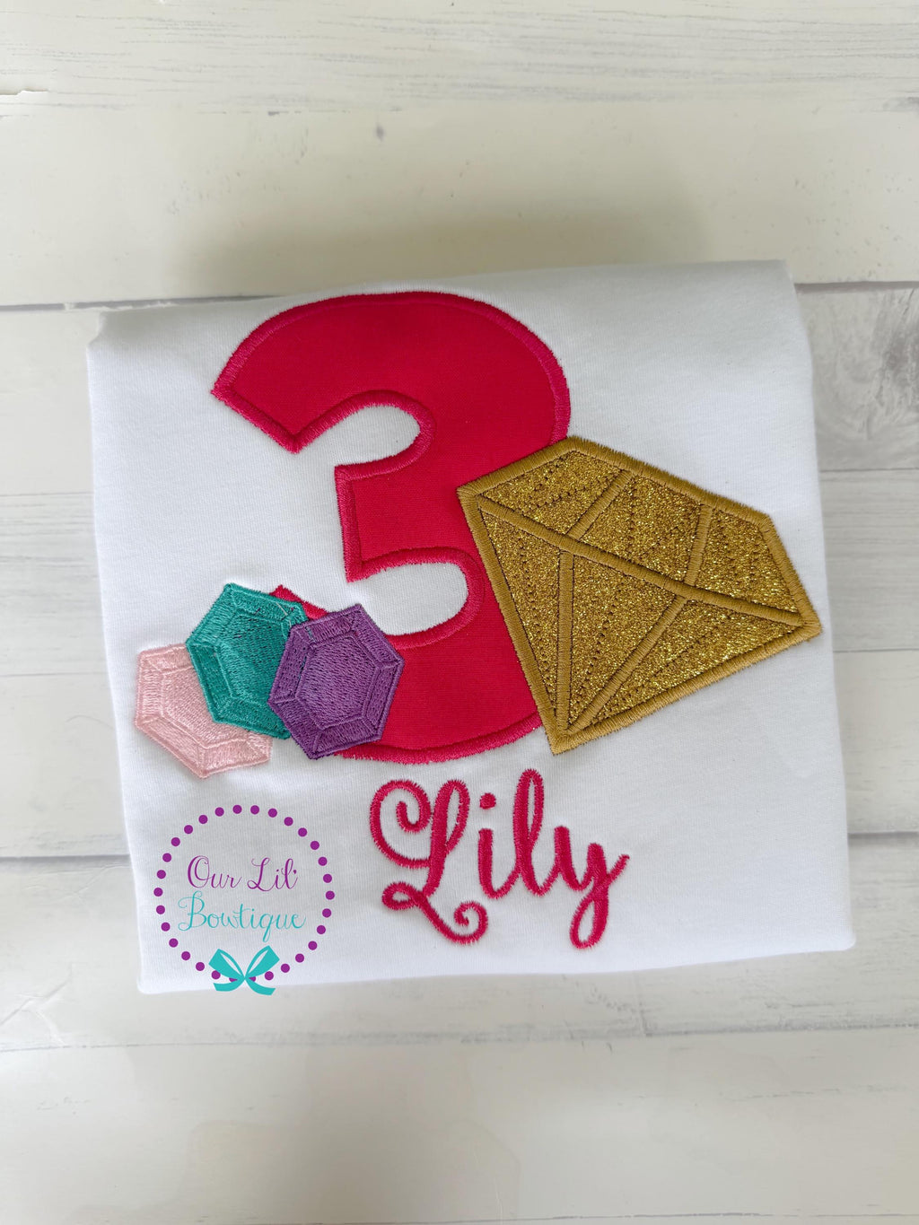 She's A Gem Birthday- Gem Birthday - Birthday Shirt - Personalized Birthday Shirt - Girl - First Birthday - Diamonds- Gem 1st Birthday