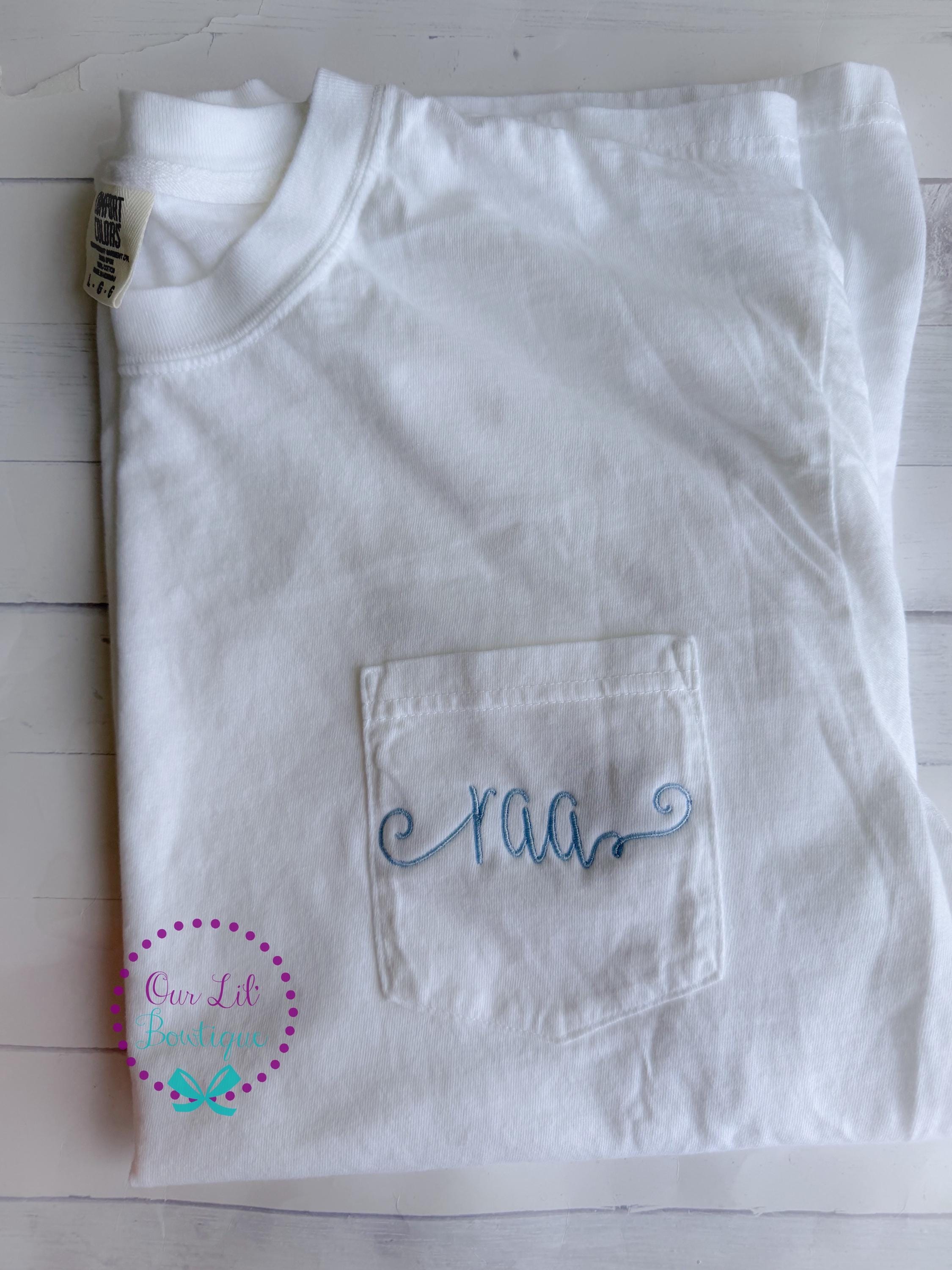 Initials - Short Sleeve Comfort Colors Initial Pocket Tee - Short Sleeve T-Shirt -Comfort Colors - Monogram Pocket T-shirt - Monogram Pocket
