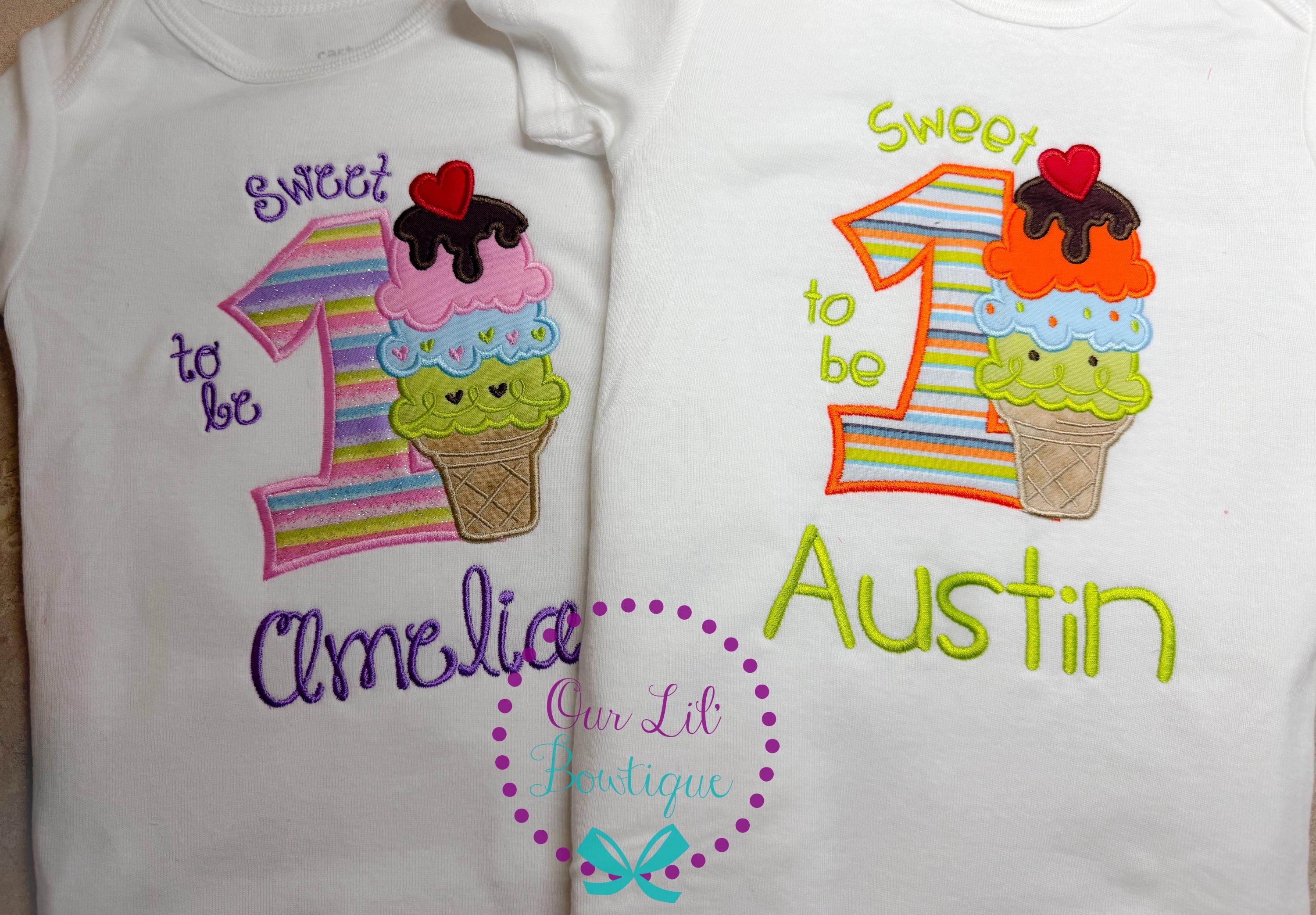 Ice Cream Birthday Shirt - Ice Cream Birthday - It's Sweet To Be Three - Birthday Shirt- Personalized Birthday - Personalized - Birthday