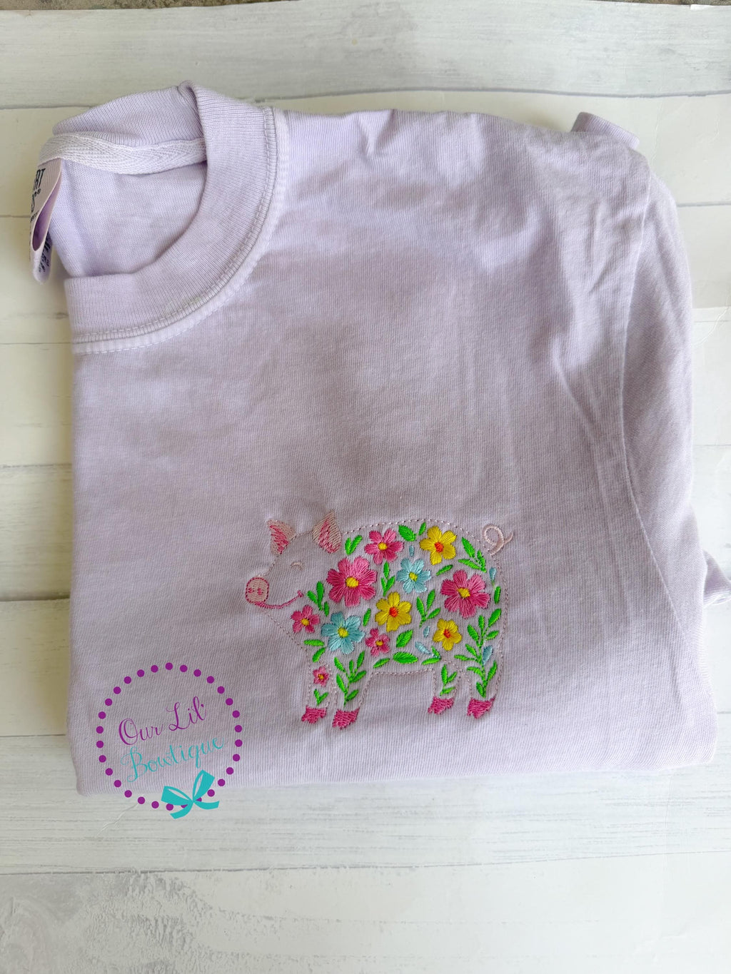 Embroidered Pig Tee - Comfort Colors Monogram Shirt - Pih Shirt - Farm Shirt