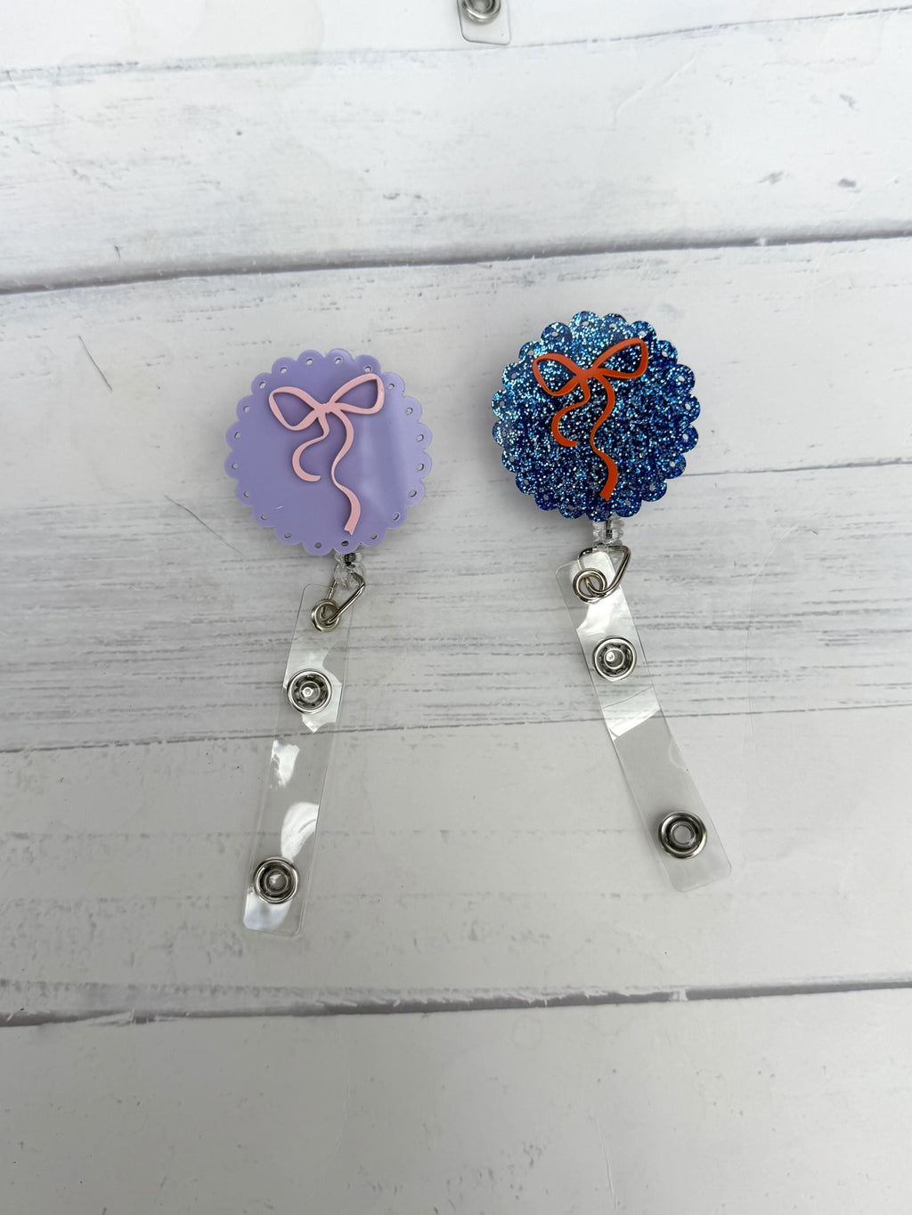 Bow Acrylic Badge Reel | School Color Badge Reel | Teacher Badge Reel | Nurse Badge Clip | Retractable ID Holder | Gift for Educators