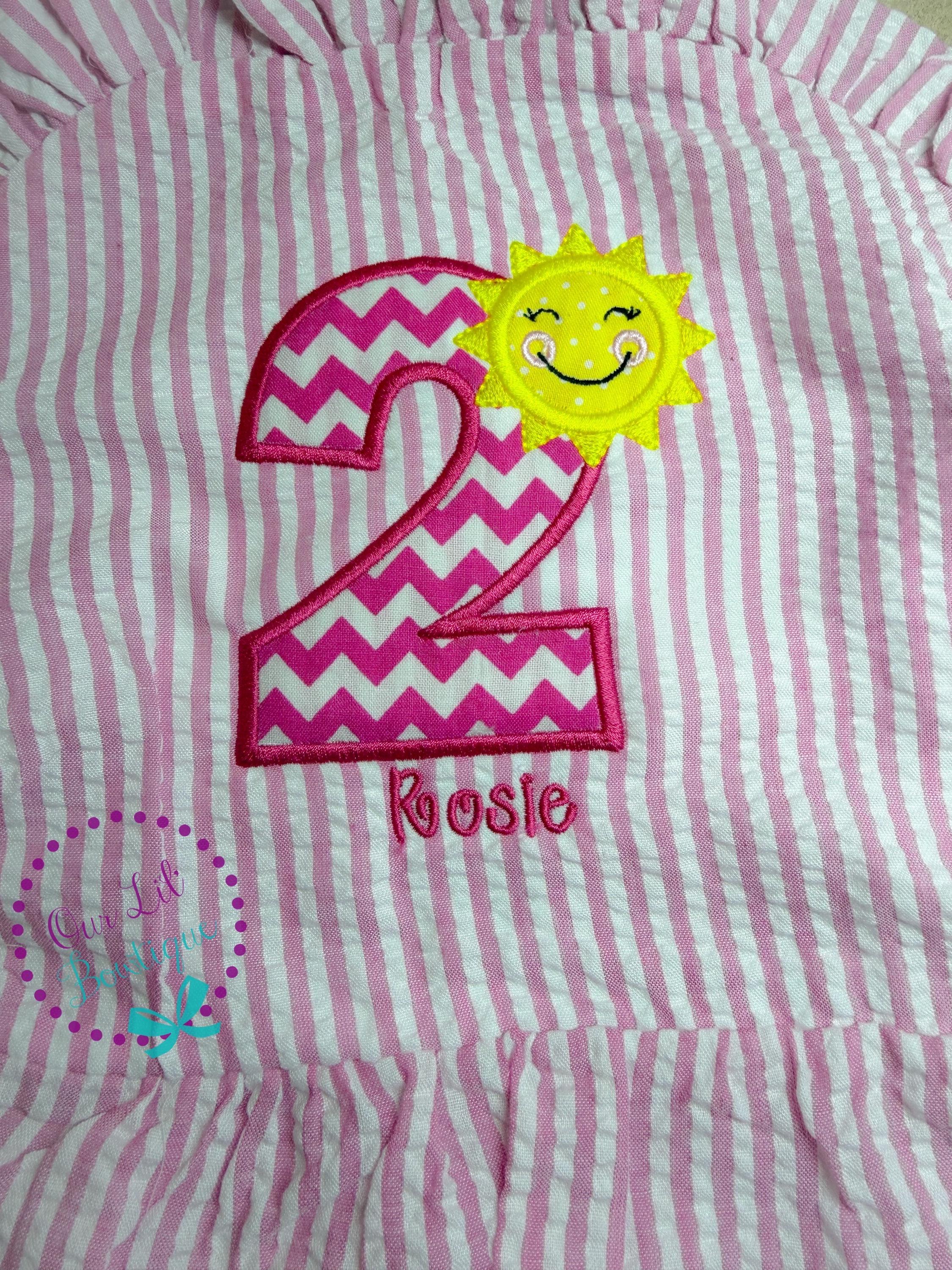 Monogrammed Sunshine Bathing Suit - Baby Toddler Swimsuit - Gingham - Birthday - One in the Sun