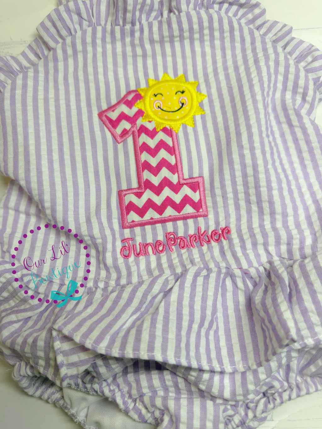 Monogrammed Sunshine Bathing Suit - Baby Toddler Swimsuit - Gingham - Birthday - One in the Sun