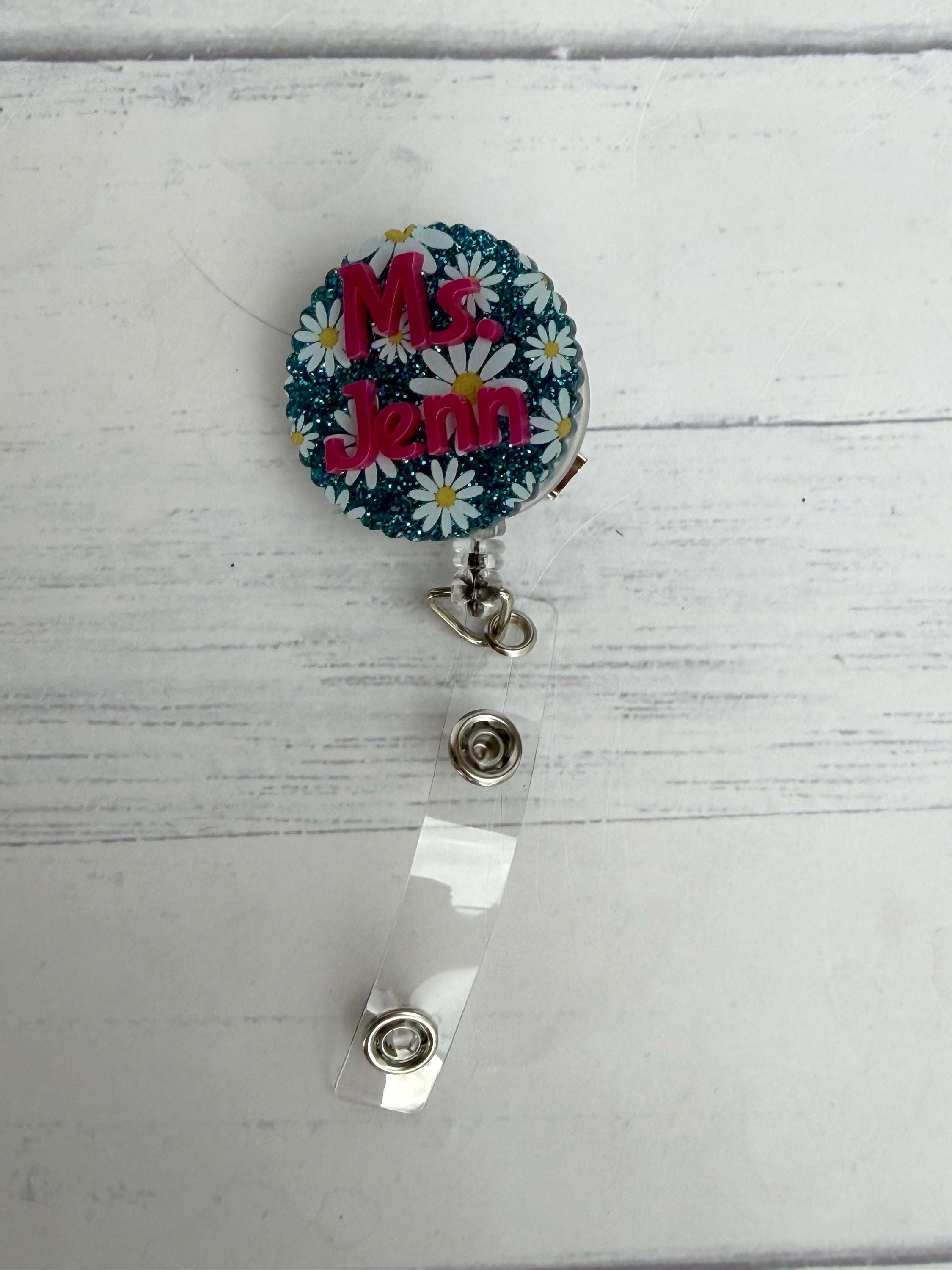 Bow Acrylic Badge Reel | School Color Badge Reel | Teacher Badge Reel | Nurse Badge Clip | Retractable ID Holder | Gift for Educators
