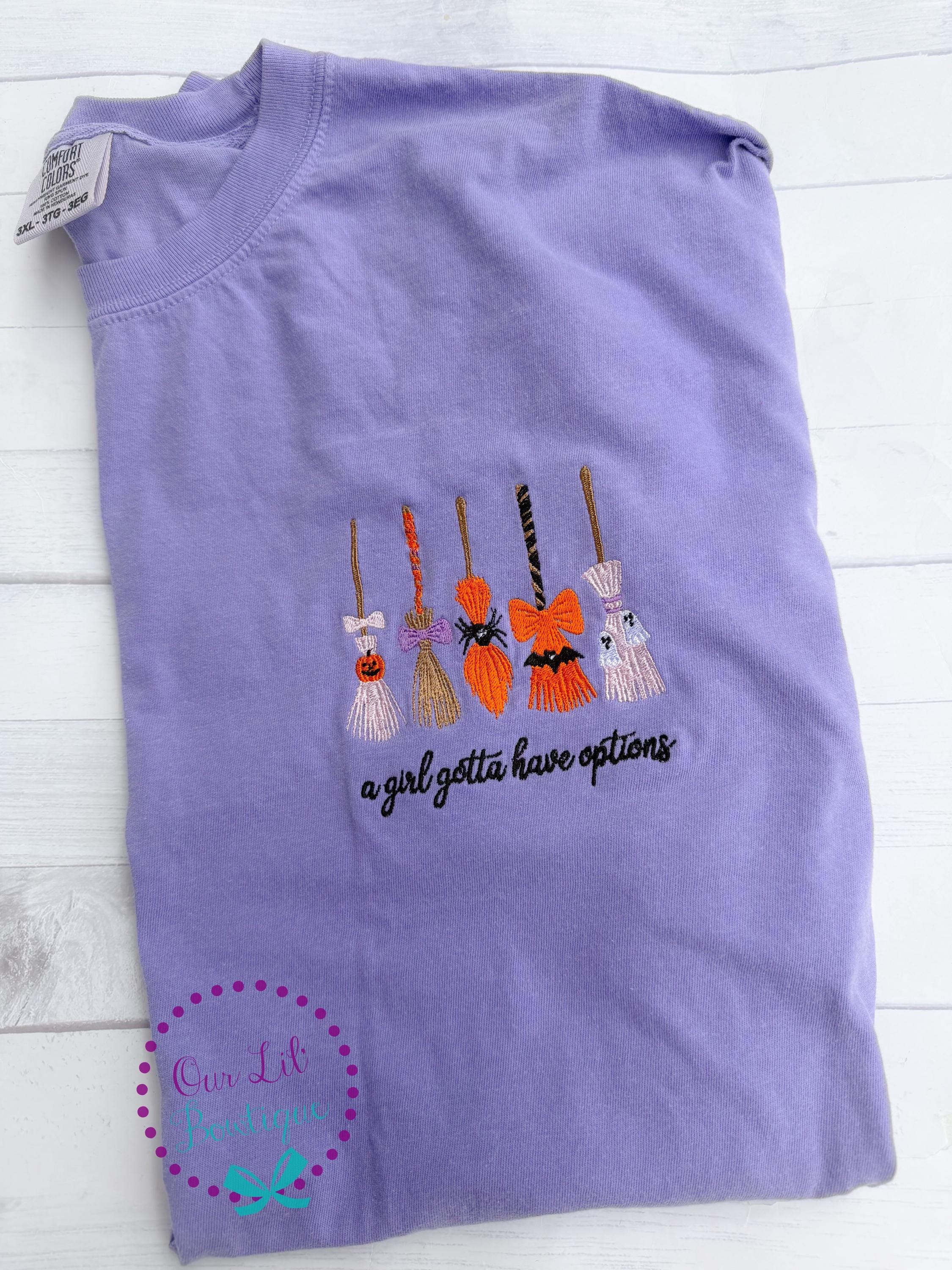 Halloween Brooms Tee - Comfort Colors Pocket T-Shirt - Ghost Tee - Womens Shirt