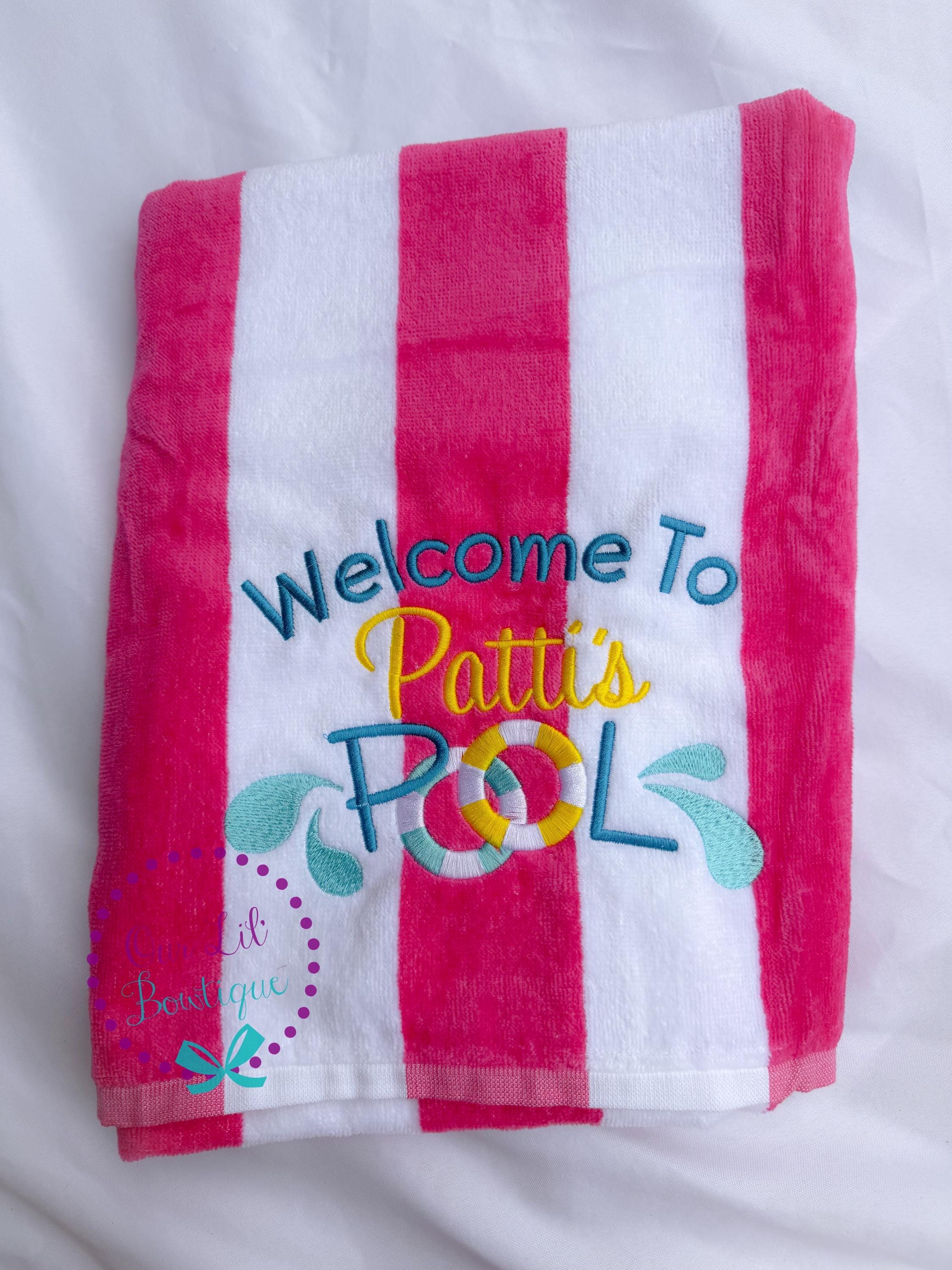 Personalized Pool Beach Towel - Cotton Terry - Welcome to Our Pool Towel