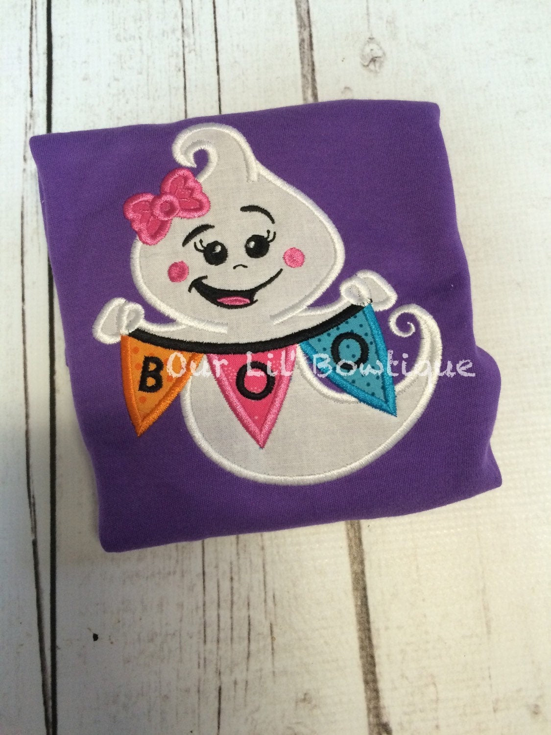 Girls' Ghost Applique Halloween Shirt - Boo I'm Two