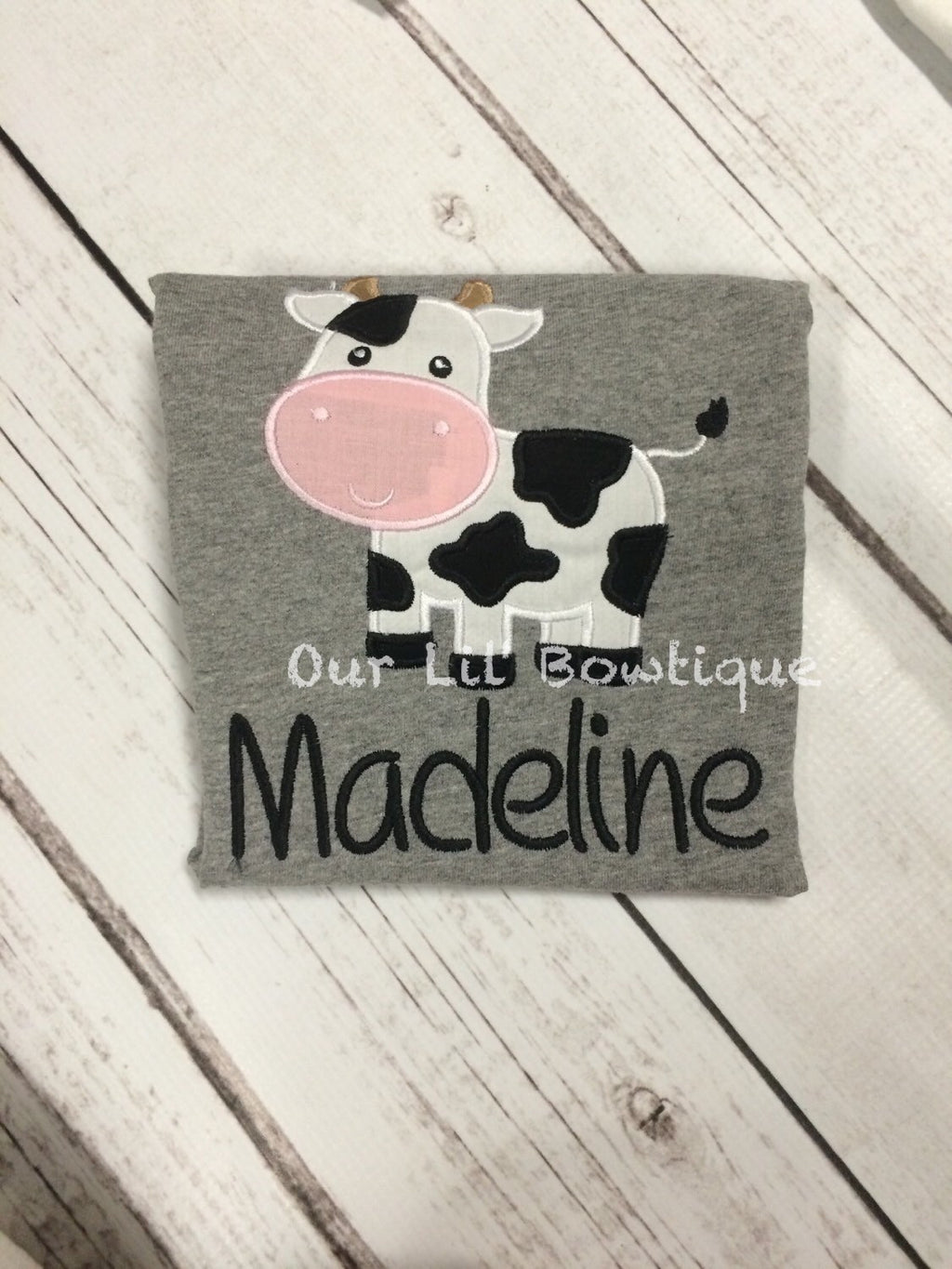 Cow Applique Shirt: Personalized Farm Birthday T-Shirt