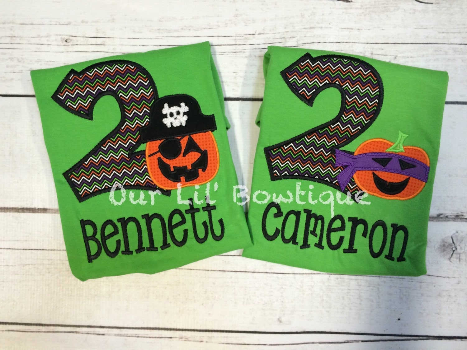 Personalized Halloween 1st Birthday Shirt: Pumpkin Pirate Appliqué