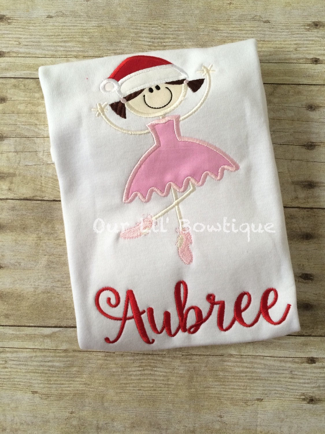 Christmas Ballerina Applique Shirt - Personalized Girls Holiday Tee