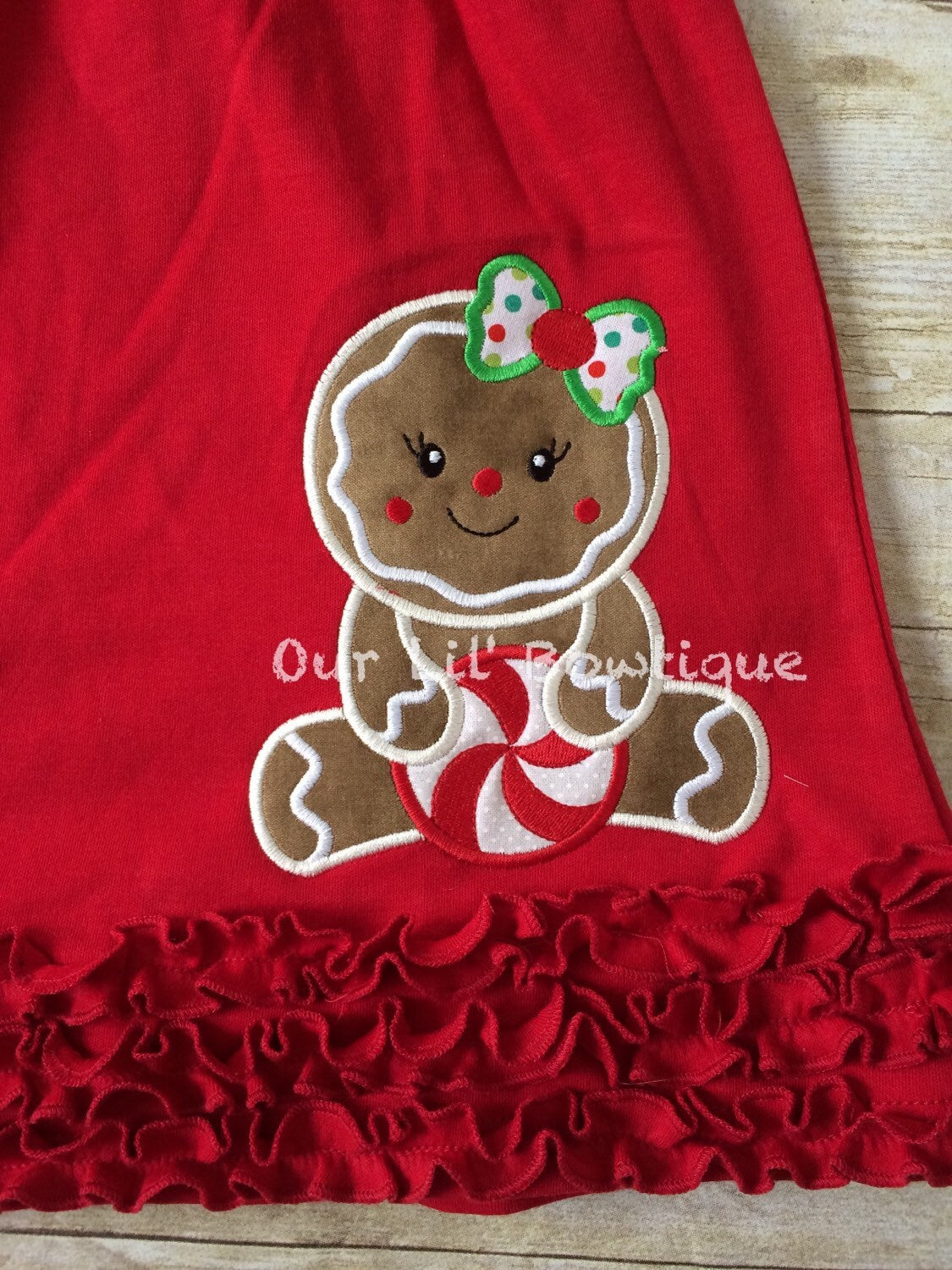 Gingerbread Christmas Shirt - Girls Christmas Dress - Gingerbread Shirt - Christmas Applique Dress - Christmas Applique Shirt - Gingerbread