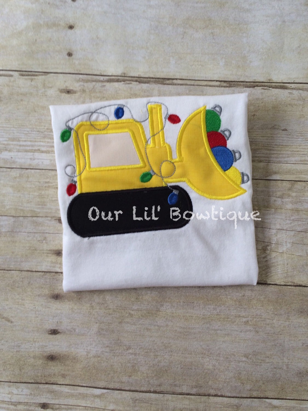 Christmas Bulldozer Shirt - Boy Christmas Shirt - Christmas Personalized Shirt - Applique - Construction Shirt - Bulldozer Shirt