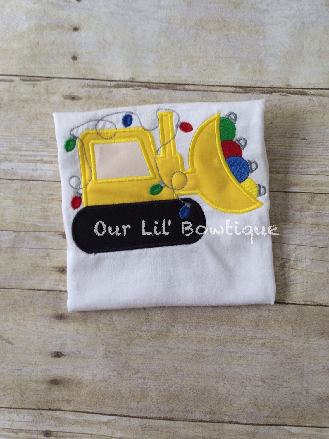 Christmas Bulldozer Shirt - Boy Christmas Shirt - Christmas Personalized Shirt - Applique - Construction Shirt - Bulldozer Shirt