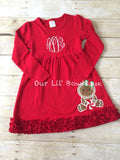 Gingerbread Christmas Shirt - Girls Christmas Dress - Gingerbread Shirt - Christmas Applique Dress - Christmas Applique Shirt - Gingerbread