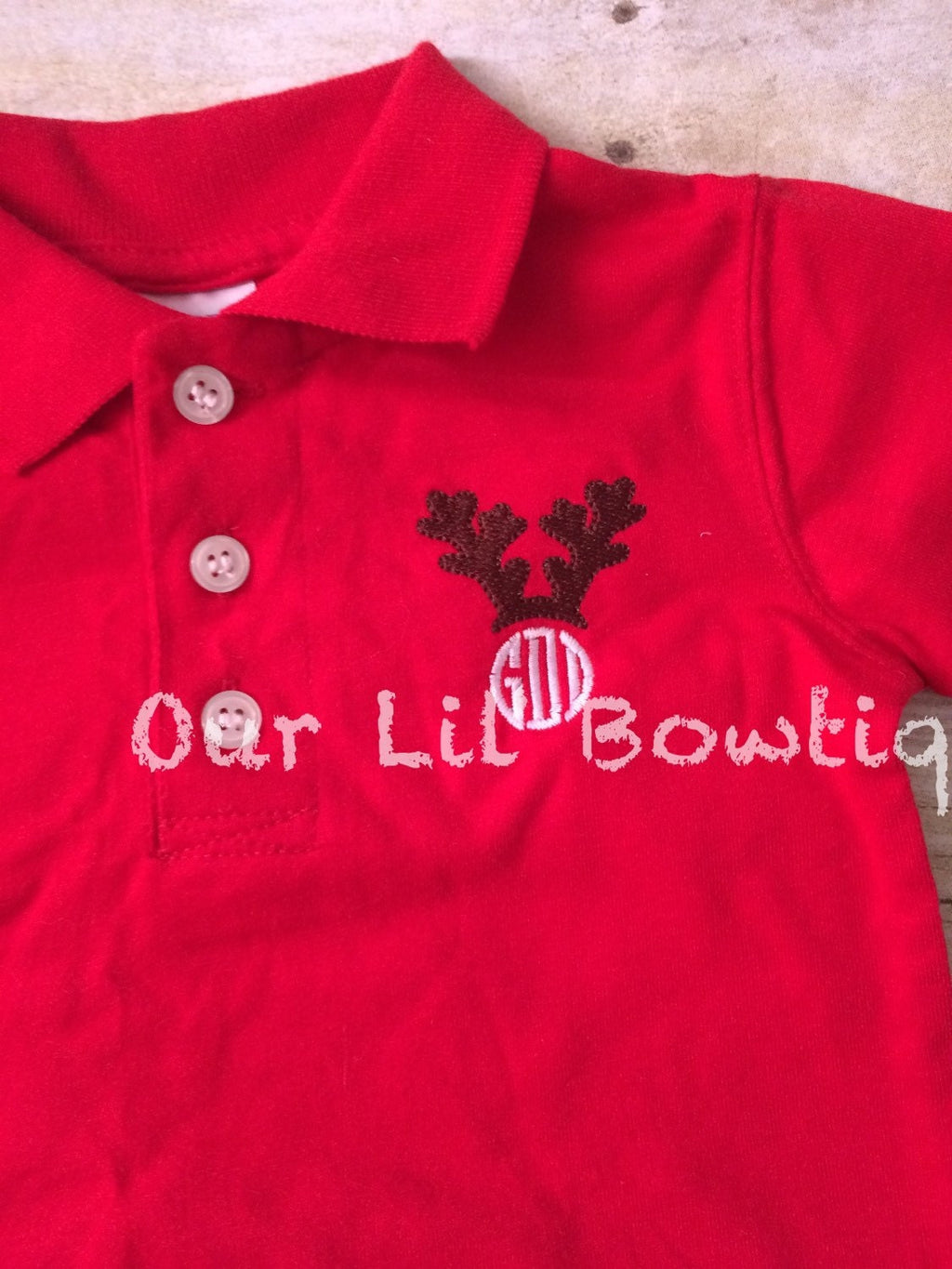 Reindeer Polo - Christmas Polo - Christmas Reindeer Polo - Reindeer Monogram - Monogram - Boys Christmas Shirt