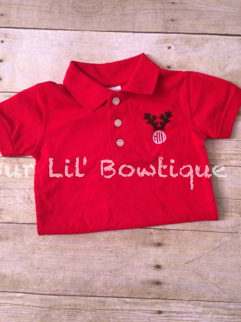 Reindeer Polo - Christmas Polo - Christmas Reindeer Polo - Reindeer Monogram - Monogram - Boys Christmas Shirt