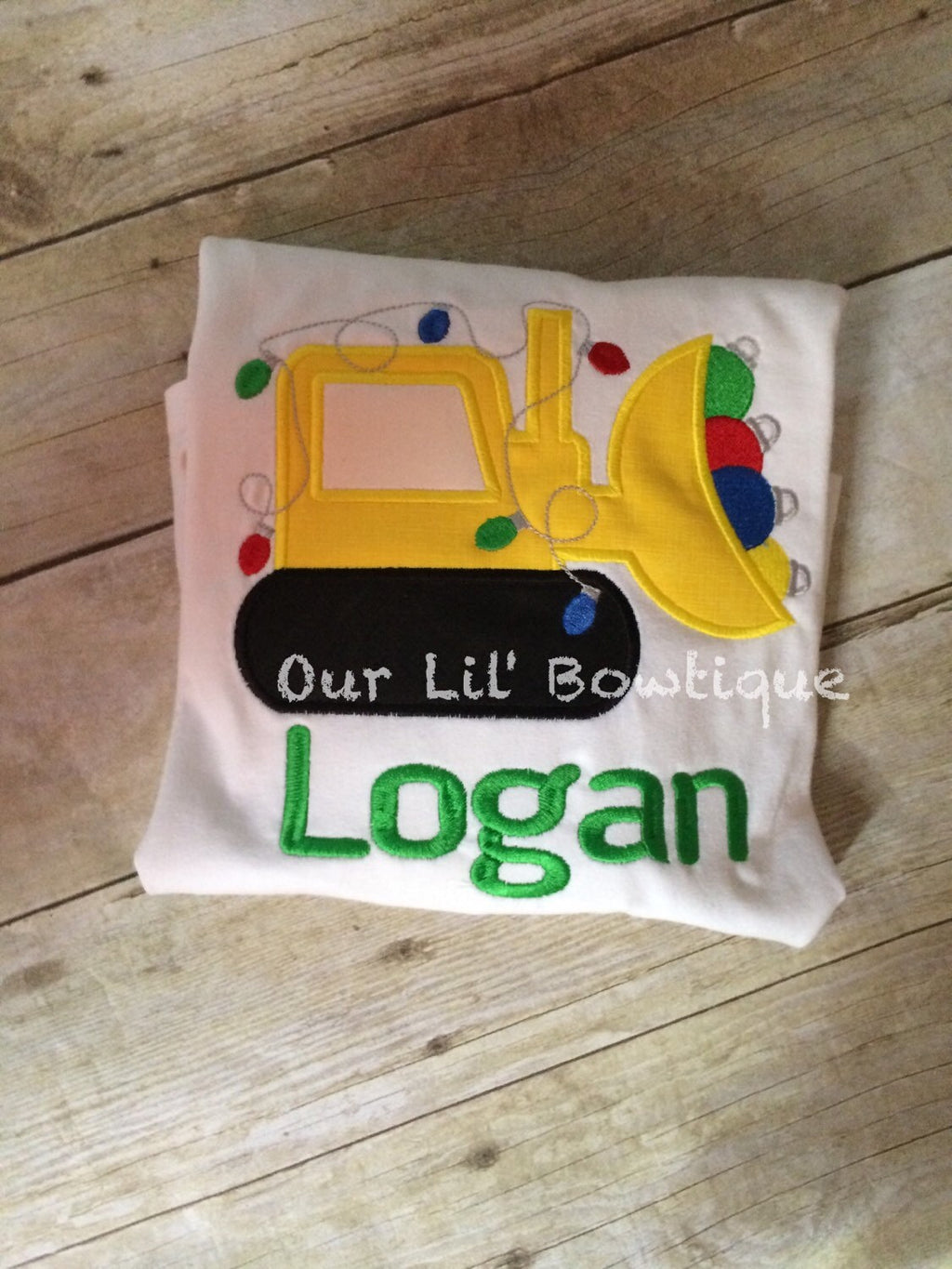 Christmas Bulldozer Shirt - Boy Christmas Shirt - Christmas Personalized Shirt - Applique - Construction Shirt - Bulldozer Shirt