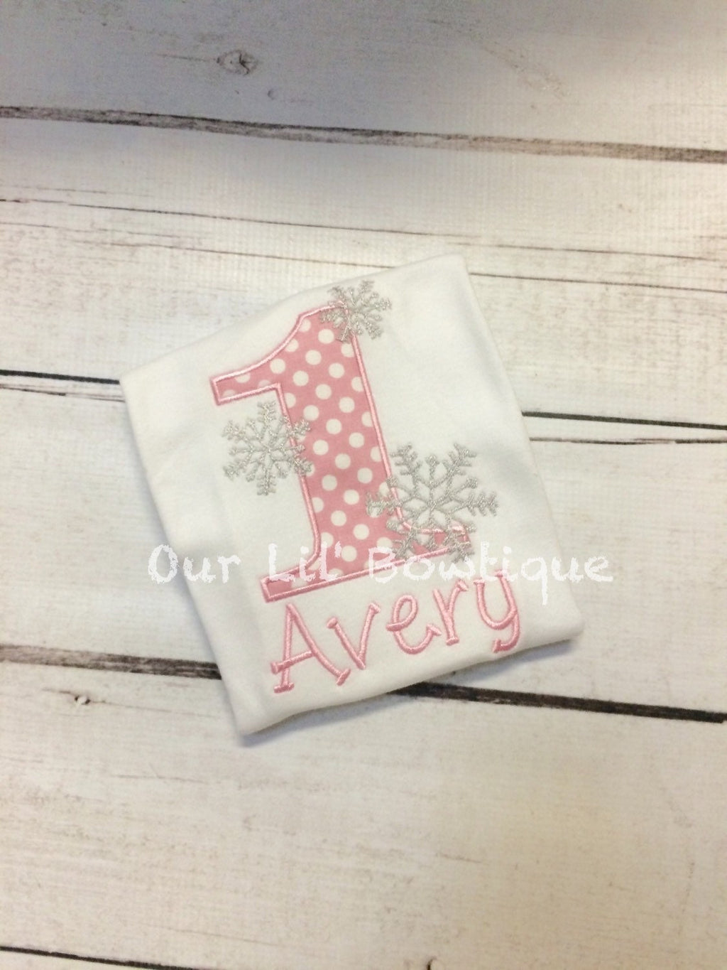 Winter ONE-derland Birthday Shirt: Snowflake Appliqué, Personalized 1st Birthday Outfit