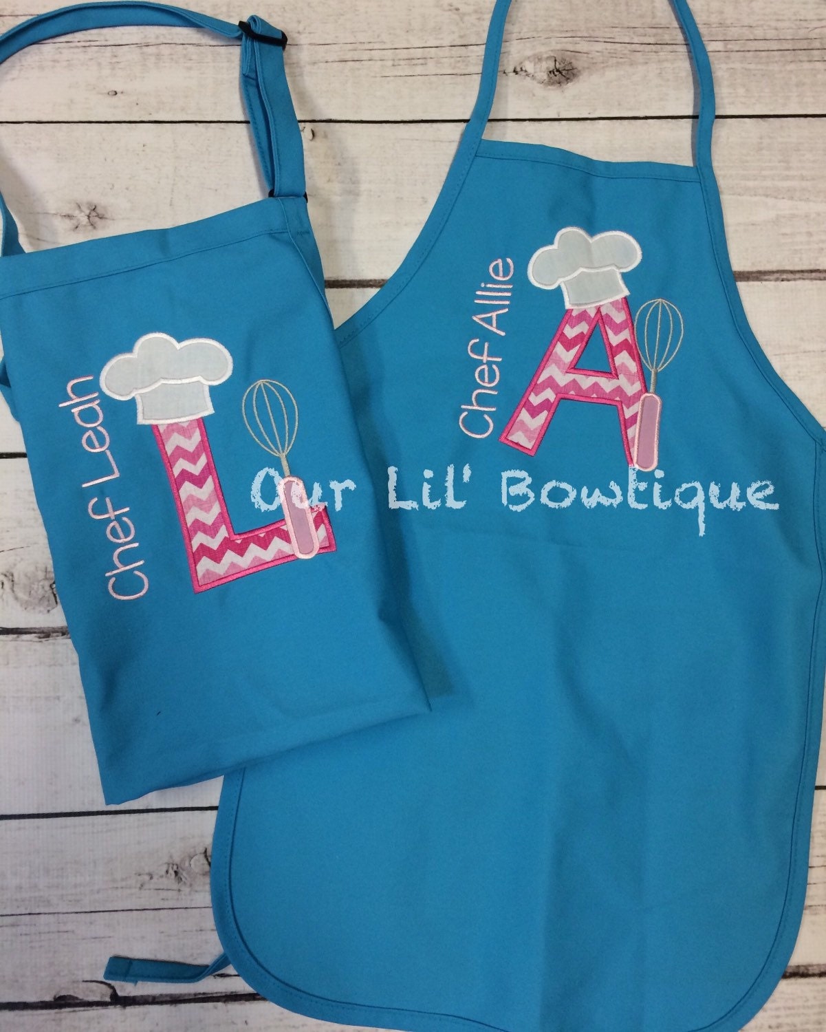 Personalized Kids Chef Apron: Letter Appliqué, Toddler Baking Gift