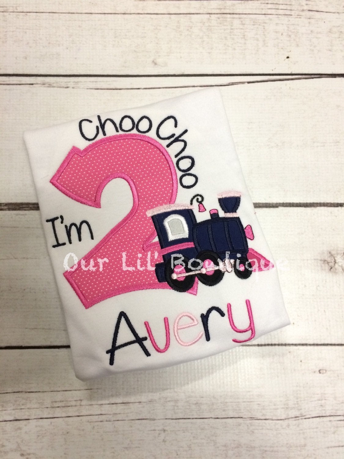 Personalized 2nd Birthday Train Applique Shirt
