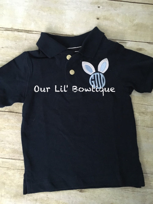 Boys Easter Polo: Bunny Ears Monogrammed Shirt