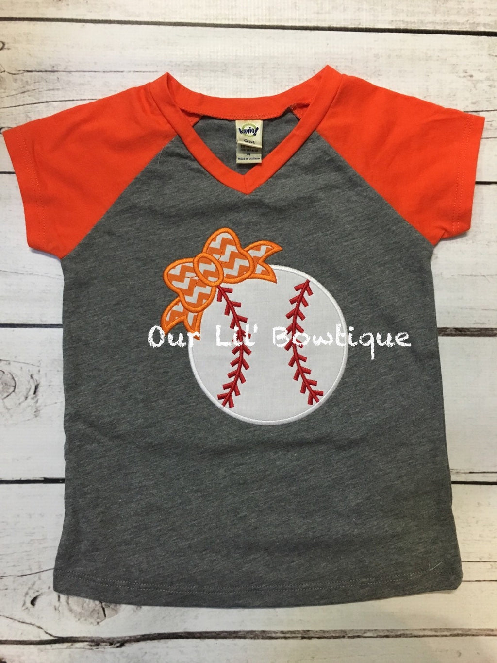 Personalized Baseball Bow Raglan Shirt - Toddler & Baby