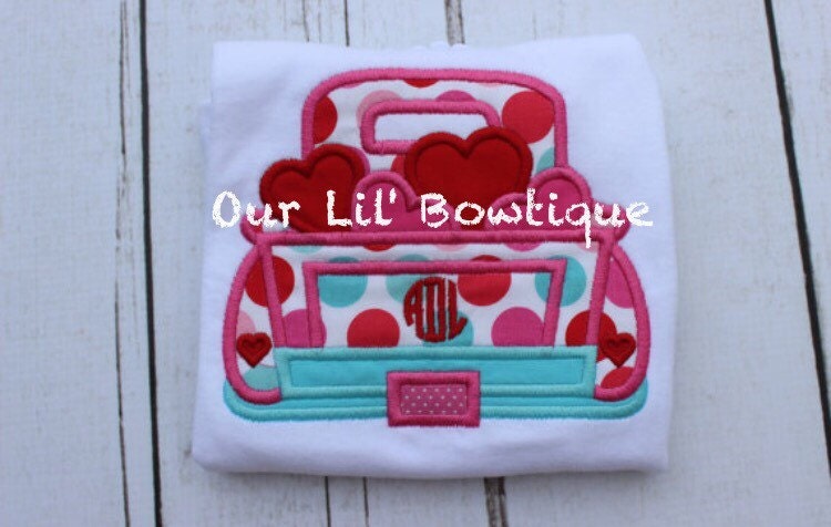 Personalized Valentine's Truck Appliqué Shirt: Embroidered Heart Truck
