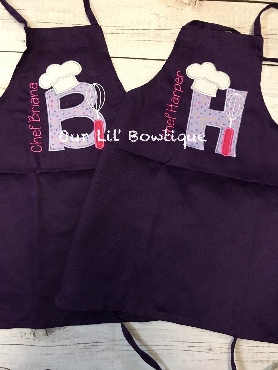 Personalized Kids Chef Apron: Letter Appliqué, Toddler Baking Gift