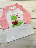 Personalized Valentine's Dragon Raglan Shirt - Girl Applique