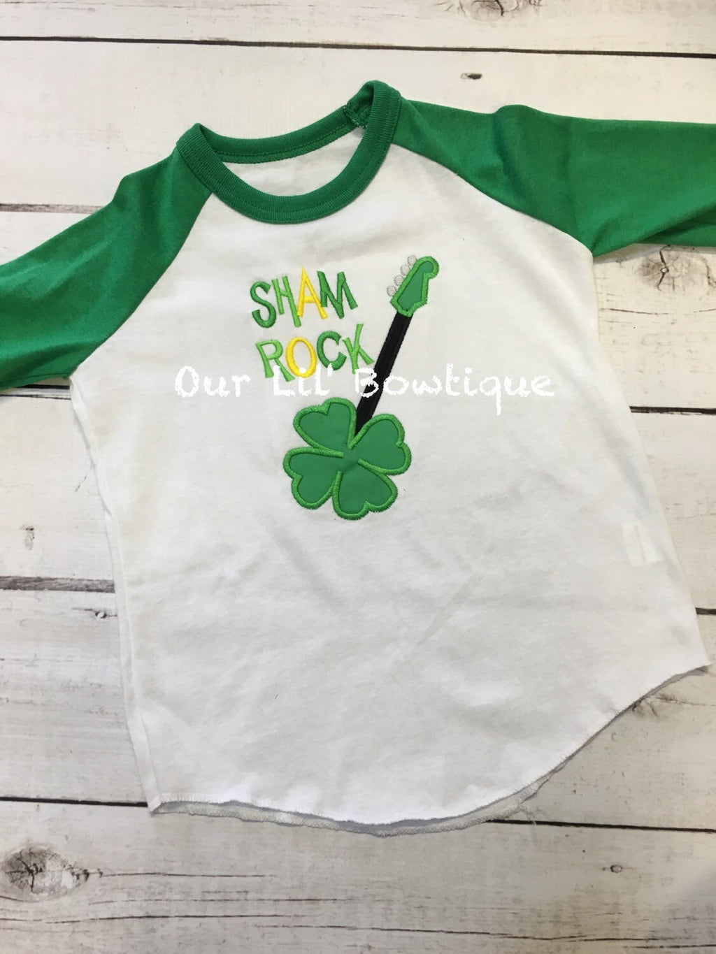 Shamrock Guitar St. Patrick's Day Raglan Shirt - Personalized