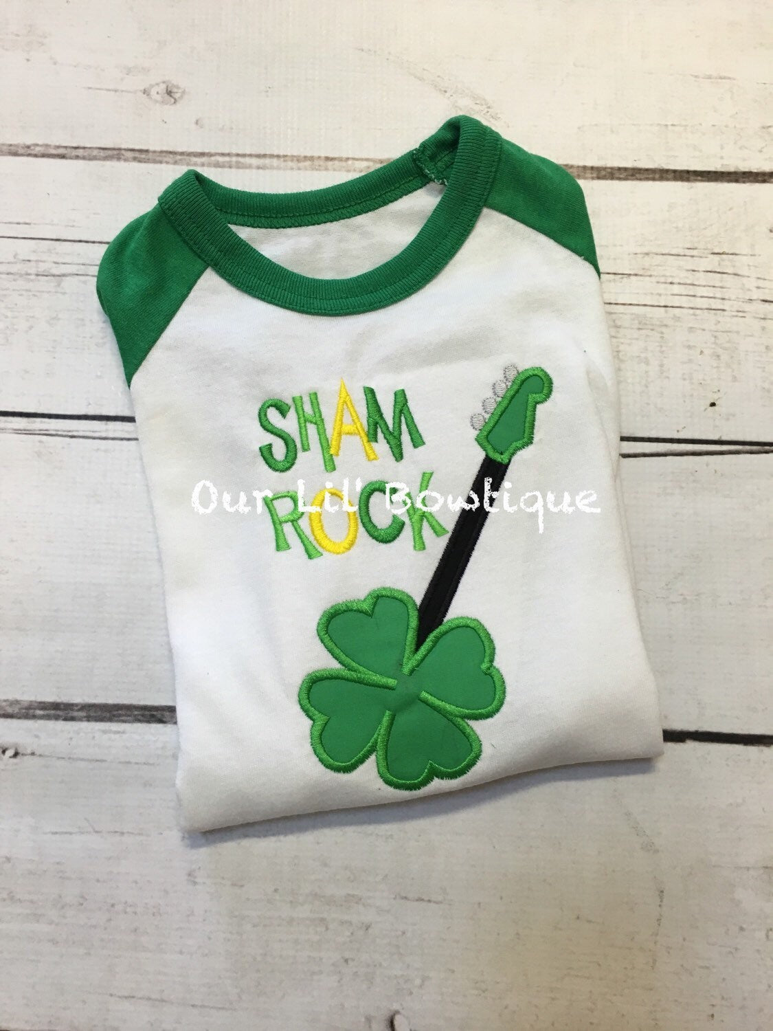 Shamrock Guitar St. Patrick's Day Raglan Shirt - Personalized