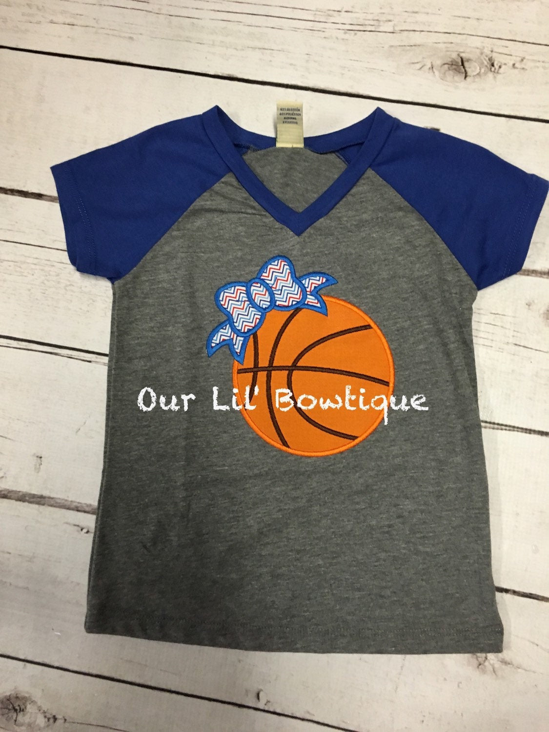 Personalized Basketball Raglan Shirt: Bow, Toddler, Baby