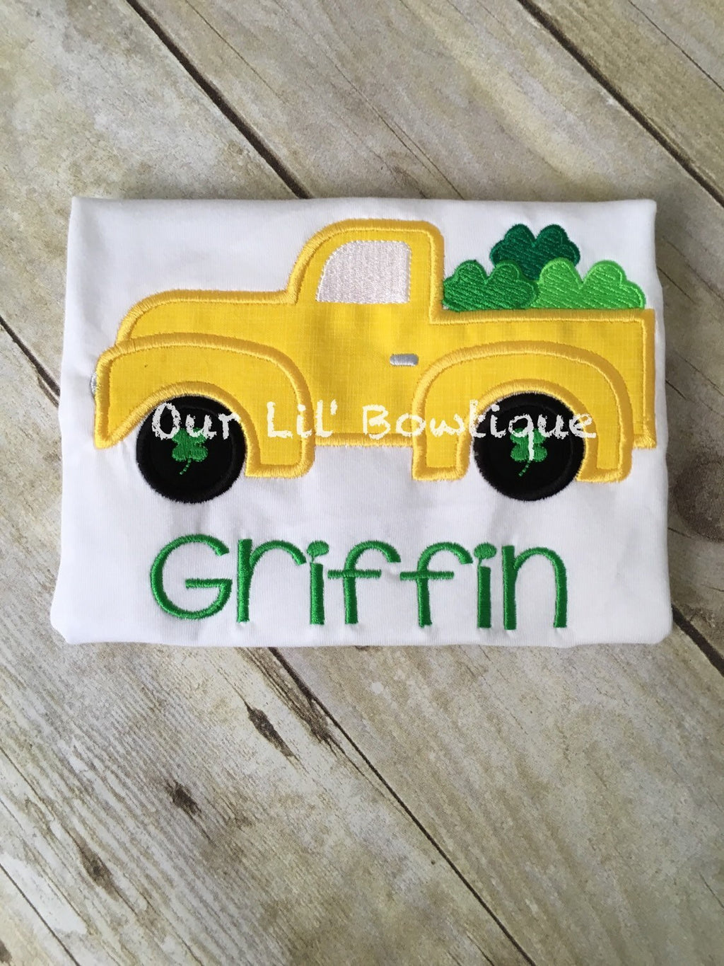 Shamrock Truck Raglan Shirt: Personalized St. Patrick's Day Applique
