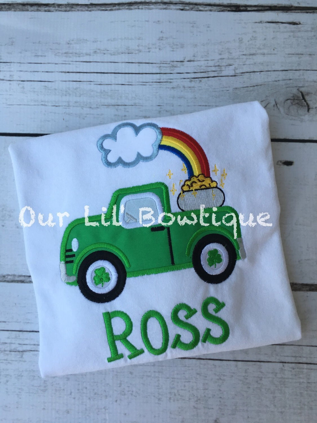 Personalized St. Patrick's Day Shirt: Shamrock Truck Appliqué