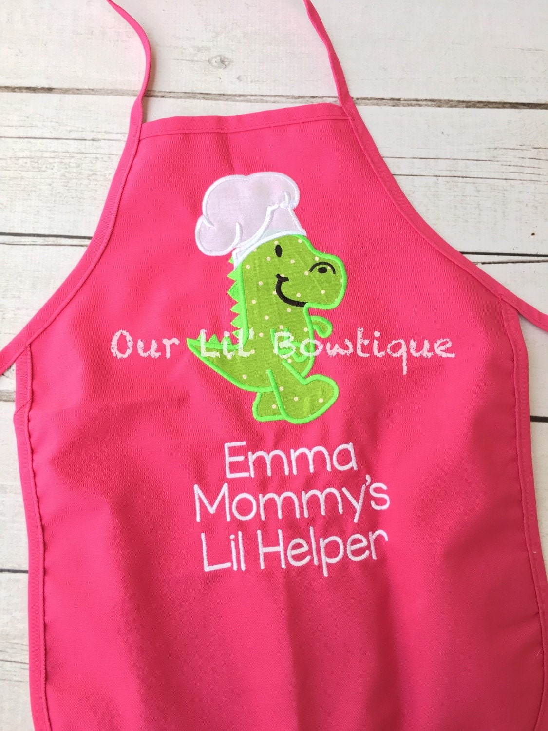 Personalized Dinosaur Birthday Apron: Chef T-Rex Appliqué