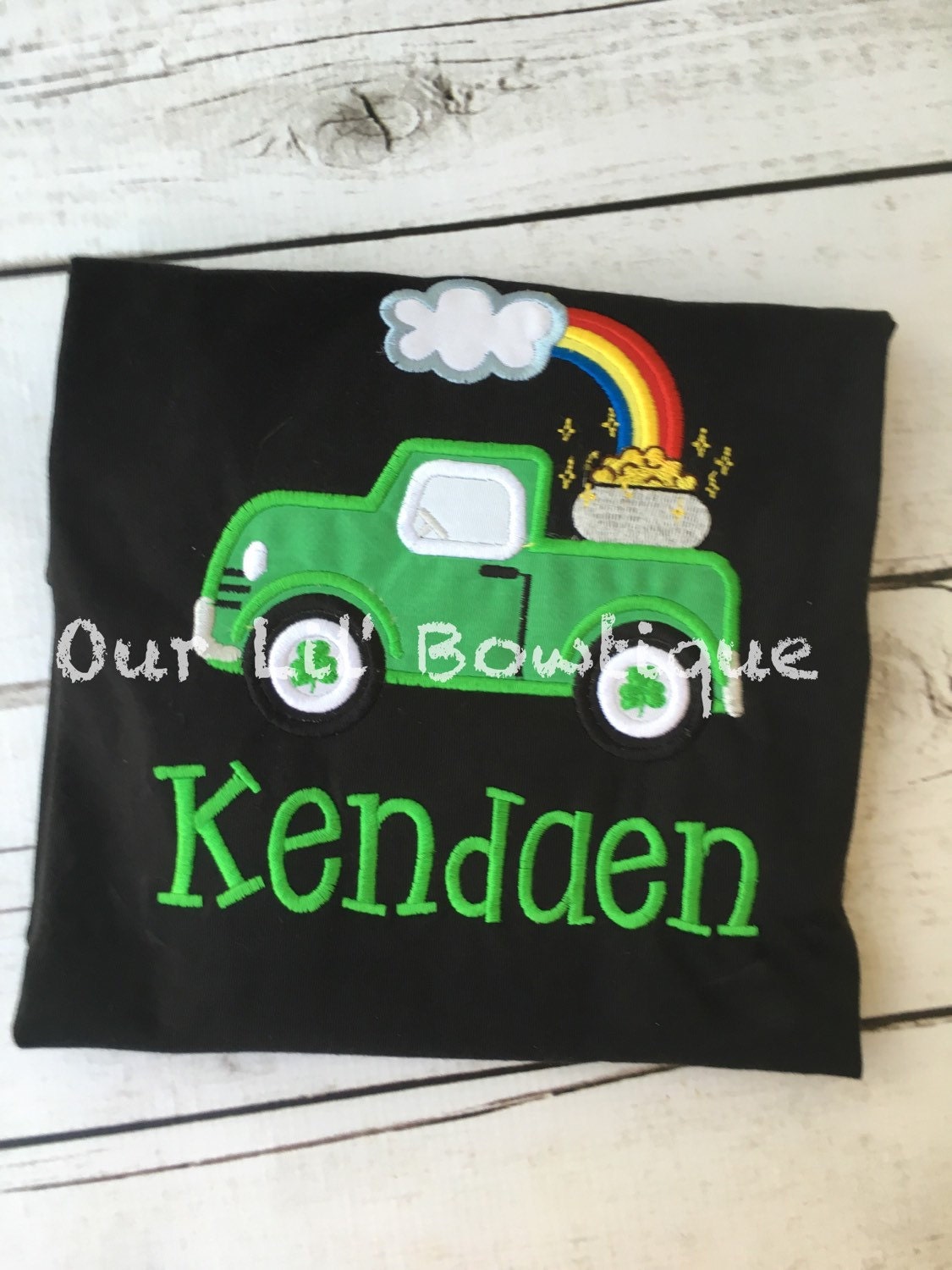 Personalized St. Patrick's Day Shirt: Shamrock Truck Appliqué