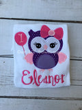 Personalized Owl Birthday Shirt: Appliqué Girl or Boy Outfit