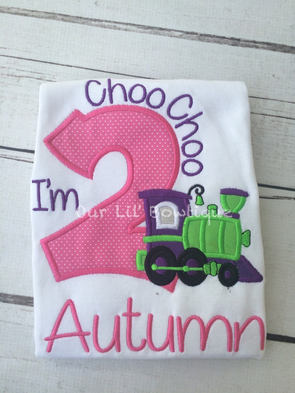 Personalized 2nd Birthday Train Applique Shirt
