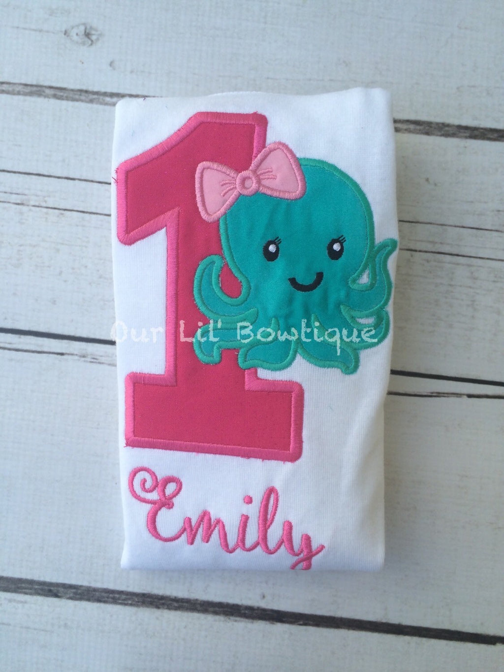 Octopus 1st Birthday Shirt: Lavender & Aqua Personalized Outfit