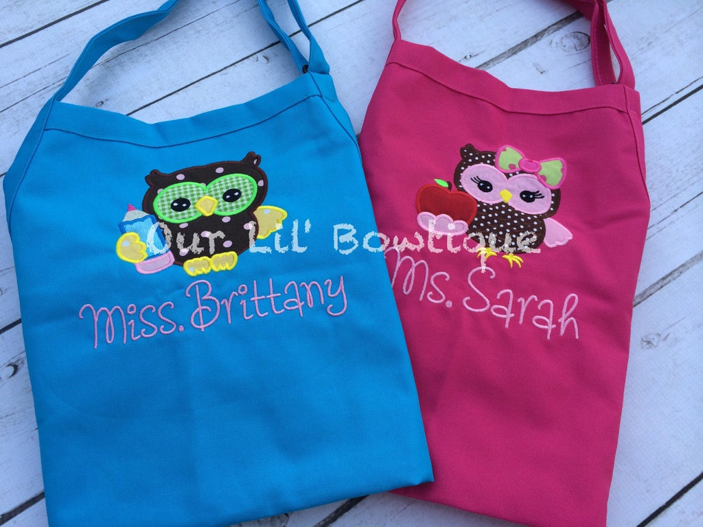 Personalized Owl Birthday Apron - Teacher or Toddler Gift