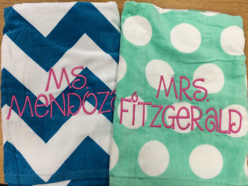 Personalized Beach Towel: Monogrammed Cotton Terry Cloth, Summer Gift