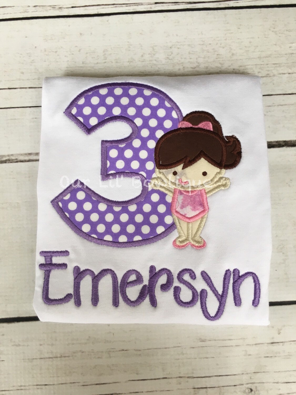 Gymnastics Birthday Shirt: Appliqued Personalized Outfit
