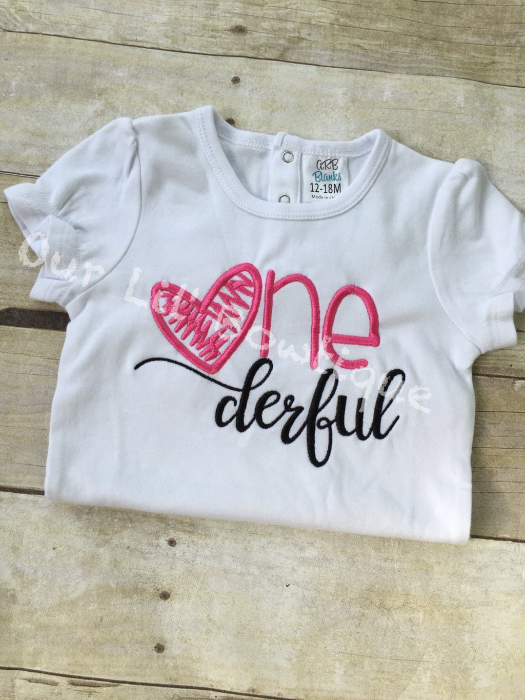 Onederful First Birthday Shirt: Embroidered ONE Design